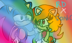 Size: 800x480 | Tagged: safe, artist:bendygirltricity, rainbow dash, anthro, g4, crossover, female, interspecies, male, shipping, sonic the hedgehog, sonic the hedgehog (series), sonicdash, sonicified, straight
