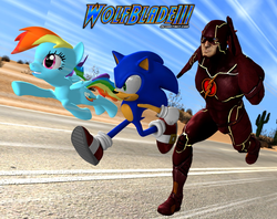 Size: 1209x959 | Tagged: safe, artist:wolfblade111, rainbow dash, g4, 3d, crossover, male, marvel, sonic the hedgehog, sonic the hedgehog (series), the flash