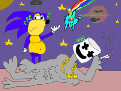 Size: 800x600 | Tagged: safe, artist:koffietijddutchbag, rainbow dash, pony, g4, 1000 hours in ms paint, cigarette, crossover, male, sonic the hedgehog, sonic the hedgehog (series)