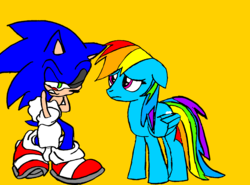 Size: 2263x1671 | Tagged: safe, artist:yugi012, rainbow dash, g4, crossover, male, request, sonic the hedgehog, sonic the hedgehog (series)