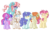 Size: 2416x1480 | Tagged: safe, artist:kurosawakuro, oc, oc only, earth pony, pegasus, pony, unicorn, alternate timeline, alternate universe, ascot, base used, cheek fluff, chest fluff, ear fluff, female, freckles, glasses, offspring, outline, parent swap, parent swap au, parent:bow hothoof, parent:bright mac, parent:cloudy quartz, parent:cookie crumbles, parent:gentle breeze, parent:hondo flanks, parent:igneous rock pie, parent:night light, parent:pear butter, parent:posey shy, parent:twilight velvet, parent:windy whistles, parents:brightquartz, parents:cookiehoof, parents:pearlight, parents:poseyrock, parents:velvetflanks, parents:windybreeze, simple background, transparent background, unshorn fetlocks