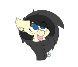 Size: 5400x4600 | Tagged: safe, artist:diane-thorough, oc, oc only, oc:melody, bat pony, pony, absurd resolution, bust, clothes, freckles, happy, piercing, scarf, solo, tongue out