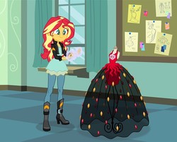 Size: 750x603 | Tagged: safe, artist:sapphiregamgee, sunset shimmer, equestria girls, g4, clothes, cropped, dress, implied rarity