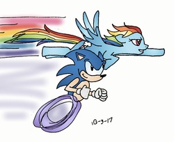 Size: 2048x1670 | Tagged: safe, artist:raptorassassin84, rainbow dash, g4, crossover, male, sonic the hedgehog, sonic the hedgehog (series)