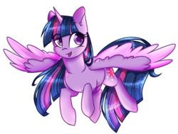 Size: 1836x1387 | Tagged: safe, artist:cloud-fly, twilight sparkle, alicorn, pony, g4, eye clipping through hair, female, mare, simple background, solo, transparent background, twilight sparkle (alicorn), two toned wings