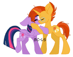 Size: 1101x870 | Tagged: safe, artist:bc-ls, sunburst, twilight sparkle, alicorn, pony, g4, base used, female, kissing, male, ship:twiburst, shipping, simple background, straight, transparent background, twilight sparkle (alicorn)