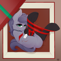 Size: 3022x3025 | Tagged: safe, alternate version, artist:xsatanielx, oc, oc only, oc:ashblast rainspark, pony, rcf community, butt, clothes, dock, featureless crotch, female, high res, looking at you, mare, plot, solo, stockings, tail, thigh highs, ych result