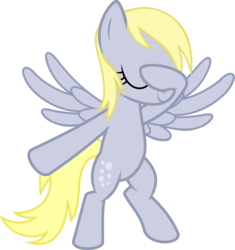 Size: 950x1009 | Tagged: safe, artist:uigsyvigvusy, artist:wissle, derpy hooves, pegasus, pony, g4, bipedal, covering eyes, covering face, cute, dab, derpy being derpy, eyes closed, facehoof, female, mare, simple background, smiling, solo, spread wings, trace, transparent background, vector, wings, you're doing it wrong