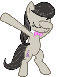 Size: 813x1024 | Tagged: safe, artist:uigsyvigvusy, artist:wissle, octavia melody, earth pony, pony, g4, bipedal, covering eyes, cute, dab, eyes closed, facehoof, female, mare, simple background, smiling, solo, tavibetes, trace, transparent background, vector