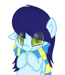 Size: 505x581 | Tagged: safe, artist:sapphireartemis, oc, oc:sapphire skies, pegasus, pony, animated, base used, clothes, female, gif, mare, scarf, simple background, solo, transparent background