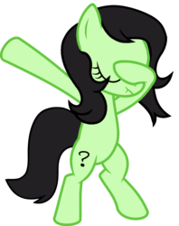 Size: 813x1024 | Tagged: safe, artist:uigsyvigvusy, artist:wissle, oc, oc only, oc:filly anon, earth pony, pony, adoranon, bipedal, covering eyes, cute, dab, eyes closed, facehoof, female, filly, foal, mare, simple background, smiling, solo, trace, transparent background, vector
