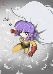 Size: 2067x2923 | Tagged: safe, artist:ryured, boulder (g4), maud pie, human, g4, anime, cape, clothes, costume, crossover, female, high res, humanized, looking at you, one punch man, saitama, sunglasses, superhero, thumbs up