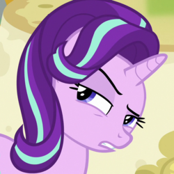 Size: 720x720 | Tagged: safe, screencap, starlight glimmer, pony, unicorn, a matter of principals, g4, cropped, female, lidded eyes, looking at you, raised eyebrow, skeptical, solo, unamused