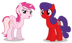 Size: 7696x4578 | Tagged: safe, artist:dragonchaser123, oc, oc only, oc:april lynch, oc:julie walton, earth pony, pony, unicorn, absurd resolution, duo, female, mare, raised hoof, recolor, simple background, transparent background, vector