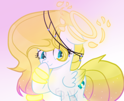 Size: 1024x835 | Tagged: safe, artist:jxst-blue, oc, oc only, oc:angel light, pegasus, pony, cute, female, halo, mare, solo