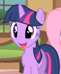 Size: 524x635 | Tagged: safe, screencap, fluttershy, twilight sparkle, pony, unicorn, a bird in the hoof, g4, cute, silly, silly pony, tongue out, twiabetes, unicorn twilight