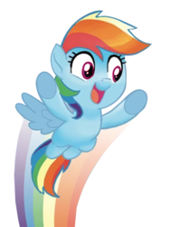 Size: 300x400 | Tagged: safe, artist:tony fleecs, edit, idw, rainbow dash, pegasus, pony, g4, spoiler:comic, spoiler:comicidw2020, background removed, comics, cropped, cute, dashabetes, female, filly, filly rainbow dash, flying, foal, rainbow trail, simple background, solo, speed trail, transparent background, underhoof, younger