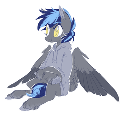 Size: 1359x1322 | Tagged: safe, artist:amphoera, oc, oc:rainy days, pegasus, pony, clothes, sweater