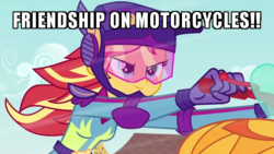 Size: 640x360 | Tagged: safe, edit, edited screencap, screencap, sunset shimmer, equestria girls, g4, my little pony equestria girls: friendship games, caption, image macro, meme, text, yu-gi-oh!, yugioh abridged