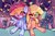 Size: 1500x1000 | Tagged: safe, artist:blackwhite, applejack, rainbow dash, earth pony, pegasus, pony, family appreciation day, g4, my little pony: friendship is magic, season 2, apple, apple tree, applejack's hat, aurora borealis, blushing, clothes, cowboy hat, cute, dashabetes, duo, female, food, hat, jackabetes, lesbian, mare, one eye closed, orchard, rainbow, ship:appledash, shipping, sitting, sweet dreams fuel, tree, wink, zap apple, zap apple tree