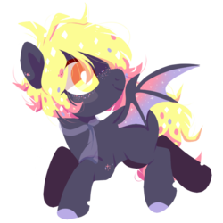 Size: 727x727 | Tagged: safe, artist:peachesandcreamated, oc, oc only, bat pony, pony, bat pony oc, clothes, colored hooves, female, looking up, scarf, simple background, solo, transparent background, ych result
