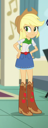 Size: 266x697 | Tagged: safe, screencap, applejack, equestria girls, equestria girls specials, g4, my little pony equestria girls: dance magic, applejack's hat, belt, boots, clothes, cowboy boots, cowboy hat, cropped, denim skirt, female, freckles, hat, skirt, stetson