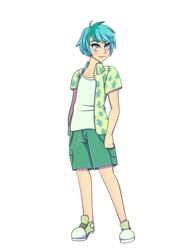 Size: 2550x3300 | Tagged: safe, artist:sammikuma, sandbar, human, g4, clothes, converse, high res, humanized, legs, looking at you, male, shoes, shorts, smiling, sneakers, solo