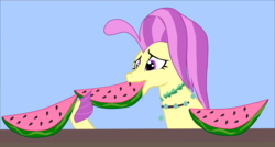 Size: 3920x2101 | Tagged: safe, artist:oceanrailroader, ocean flow, seapony (g4), g4, food, high res, watermelon