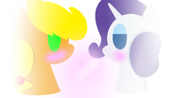 Size: 583x334 | Tagged: safe, artist:alphys1547, applejack, rarity, pony, g4, cute, female, jackabetes, lesbian, looking at each other, raribetes, ship:rarijack, shipping, simple background