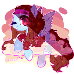 Size: 800x800 | Tagged: safe, artist:anisa-mlp222, oc, oc only, oc:cloud fly, pegasus, pony, clothes, female, mare, one eye closed, shirt, solo, wink