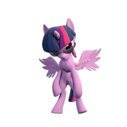 Size: 576x576 | Tagged: safe, artist:psfmer, twilight sparkle, alicorn, pony, g4, 3d, anatomically incorrect, animated, bipedal, cursed image, dancing, dank memes, default dance, female, fortnite, fortnite dance, fortnite default dance, gif, incorrect leg anatomy, mare, meme, shade, smiling, smirk, spread wings, sunglasses, twilight sparkle (alicorn), what has science done, why