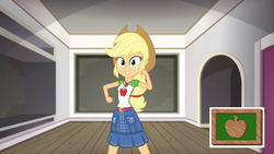 Size: 1920x1080 | Tagged: safe, screencap, applejack, diy with applejack, equestria girls, g4, my little pony equestria girls: better together, clothes, female, hat, solo