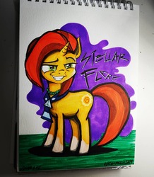 Size: 1080x1240 | Tagged: safe, artist:cosmotic1214, stellar flare, pony, g4, comic, female, marker drawing, mother, solo, stellarsmug, traditional art