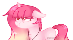 Size: 1443x797 | Tagged: safe, artist:poppyglowest, oc, oc only, oc:roseley, pony, unicorn, chest fluff, female, floppy ears, mare, simple background, solo, transparent background