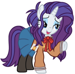 Size: 1280x1266 | Tagged: safe, artist:bezziie, rarity, pony, g4, clothes, cosplay, costume, female, schoolgirl, simple background, solo, tae, transparent background