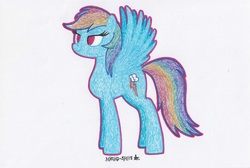 Size: 2228x1501 | Tagged: safe, artist:aracage, rainbow dash, pegasus, pony, g4, female, solo, traditional art