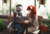 Size: 1700x1153 | Tagged: safe, artist:margony, oc, oc only, bat pony, pegasus, anthro, bat pony oc, cafe, chair, clothes, coffee, cup, drinking, duo, glasses, looking at you, morning ponies, pants, sitting, straw, table