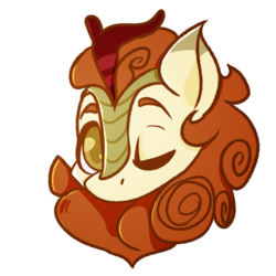 Size: 1280x1280 | Tagged: safe, artist:pokeskygirl, autumn blaze, kirin, g4, sounds of silence, awwtumn blaze, bust, colored pupils, cute, female, head only, mare, one eye closed, portrait, simple background, solo, transparent background