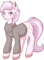 Size: 547x741 | Tagged: safe, oc, oc only, oc:fior di latte, earth pony, pony, clothes, ear piercing, femboy, male, pastel, piercing, simple background, soft, solo, stallion, sweater, transparent background