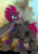 Size: 1240x1754 | Tagged: safe, artist:commissarbu, tempest shadow, pony, g4, armor, blade, broken horn, edge of tomorrow, emily blunt, eye scar, female, horn, mouth hold, power armor, propeller blade, rita vrataski, scar, solo, sword, voice actor joke, weapon