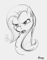 Size: 527x675 | Tagged: safe, artist:kam, fluttershy, pegasus, pony, g4, angry, bust, lineart, sketch