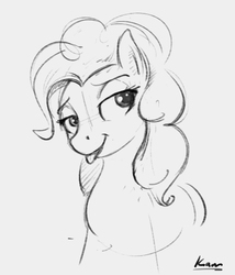 Size: 481x563 | Tagged: safe, artist:kam, pinkie pie, earth pony, pony, g4, :p, black and white, grayscale, lidded eyes, monochrome, silly, sketch, tongue out