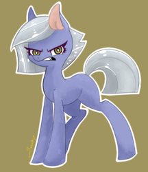 Size: 620x716 | Tagged: safe, artist:smellslikesushii, limestone pie, pony, g4, angry, brown background, colored ears, female, missing cutie mark, simple background, solo, white pupils