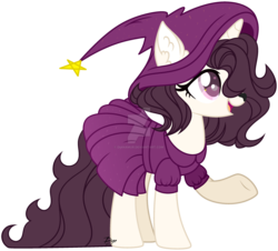 Size: 1920x1738 | Tagged: safe, artist:dianamur, oc, oc only, pony, unicorn, clothes, deviantart watermark, dress, female, hat, mare, obtrusive watermark, simple background, solo, transparent background, watermark, witch hat