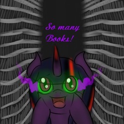 Size: 400x400 | Tagged: safe, artist:sinsays, part of a set, twilight sparkle, pony, unicorn, ask corrupted twilight sparkle, tumblr:ask corrupted twilight sparkle, g4, adorkable, book, bookhorse, bookshelf, captain obvious, chubby cheeks, color change, corrupted, corrupted twilight sparkle, curved horn, cute, dark, dark equestria, dark magic, dark queen, dark world, darkened coat, darkened hair, dashface, dork, excited, excited twilight meme, eyes on the prize, faic, female, grin, happy, horn, library, magic, meme, open mouth, part of a series, possessed, queen twilight, smiling, solo, sombra empire, sombra eyes, sombra horn, squishy, squishy cheeks, that pony sure does love books, tumblr, twiabetes, twilight fuel, tyrant sparkle, unicorn twilight, wide eyes