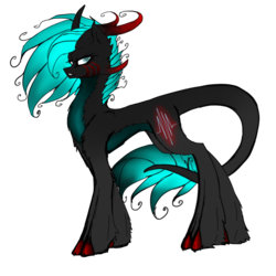 Size: 1400x1400 | Tagged: safe, artist:neon line, oc, oc only, oc:neon line, demon, pony, unicorn, cutie mark, horn, looking at you, simple background, solo, tail, transparent background