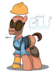 Size: 1300x1700 | Tagged: safe, artist:graytyphoon, earth pony, pony, engineer, engineer (tf2), meme, nope.avi, ponified, solo, team fortress 2