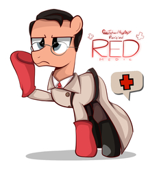 Size: 1050x1200 | Tagged: safe, artist:graytyphoon, earth pony, pony, medic, medic (tf2), ponified, solo, team fortress 2
