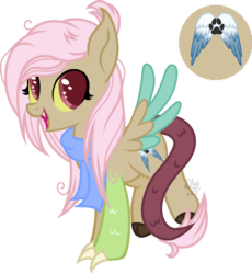 Size: 1264x1376 | Tagged: safe, artist:blackcloud2000, oc, oc only, oc:angel chaos, hybrid, draconequus hybrid, female, interspecies offspring, offspring, parent:discord, parent:fluttershy, parents:discoshy, simple background, solo, transparent background