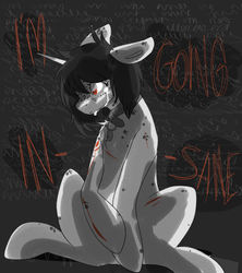 Size: 744x836 | Tagged: safe, artist:teapup, oc, oc only, oc:faerie, pony, cut, insanity, solo, vent art